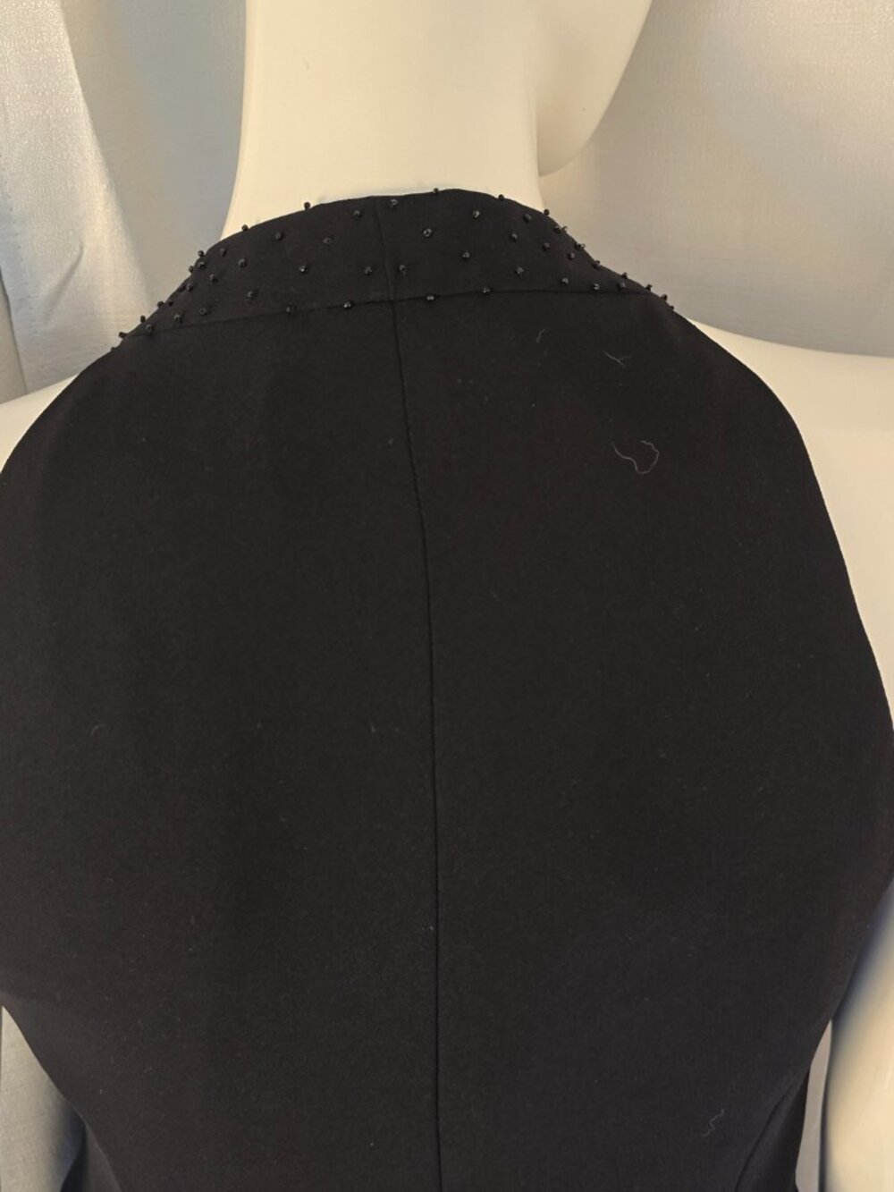Evan Picone V-neck Halter Style Black Dress with Seed Beading on Bodice Size XL - Picture 7 of 10